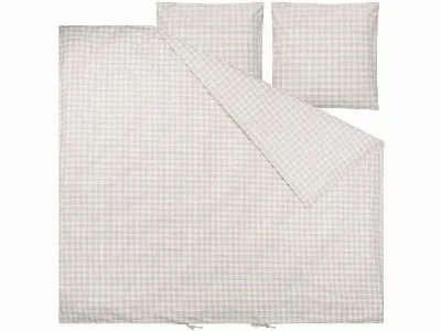 MELA MELA Bio-Bettwäsche MAJULI CHECKS aus Perkal, 3-tlg., 240x220/80x80 cm, birke/weiß