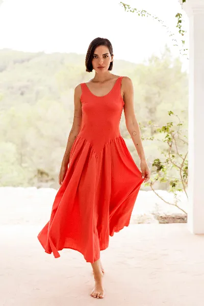 RAVENS VIEW IBIZA RAVENS VIEW IBIZA Damen vegan Kleid Look Radiant Red