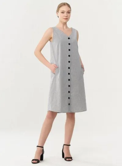 ORGANICATION ORGANICATION Geknöpftes Kleid aus Bio-Baumwolle mit Streifenmuster