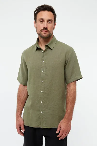 Givn Givn Herren vegan Hemd Kurzarm Koda Faded Olive