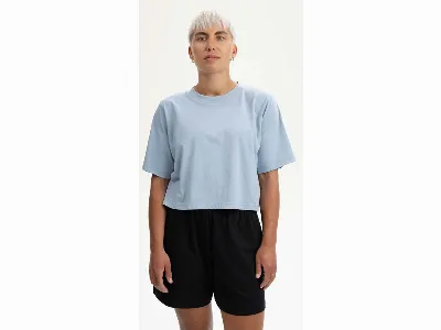 MELA MELA Bio-Damen-T-Shirt DESNA mit Rundhalsausschnitt, zartes blau,