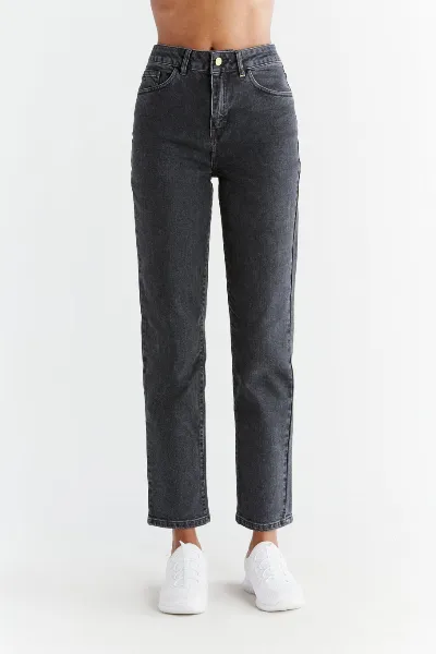 Evermind Evermind Damen vegan Jeans Regular Fit Karbongrau