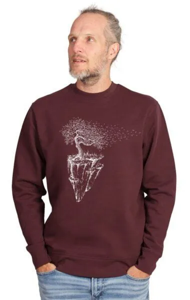 Life-Tree Life-Tree Sweater aus Biobaumwolle Fairwear Unisex Maple Island in Red Brown