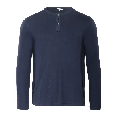 Living Crafts LIVING CRAFTS - Herren Henley Shirt - Blau