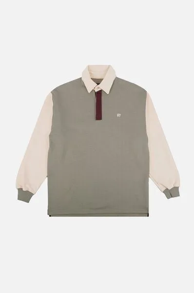 Trendsplant Trendsplant Color Block Oversized Polo Sweatshirt Iron Veil
