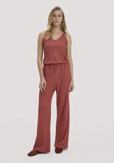hessnatur hessnatur Damen Jersey Jumpsuit Relaxed aus Leinen und Bio-Baumwolle - braun