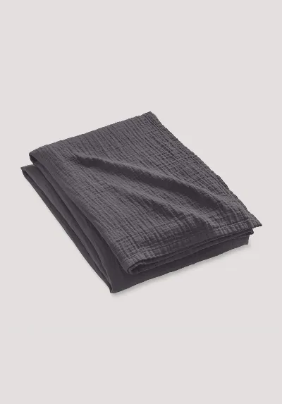 hessnatur hessnatur Musselin-Decke aus Bio-Baumwolle - grau - Größe 130x180 cm
