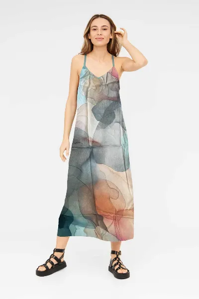 Widda Widda Damen vegan Kleid Maxisi Clouds Multicolor