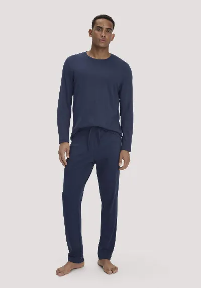 hessnatur hessnatur Herren Schlafhose PURE COTTON aus Bio-Baumwolle - blau