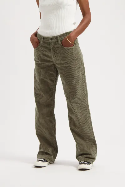 Kuyichi Kuyichi Damen vegan Hose Lena Locker Geschnitten Cord Moos