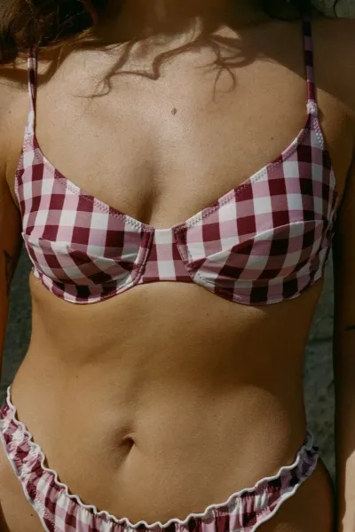 Nénés Nénés Damen vegan Bikinioberteil Mona Pink Vichy
