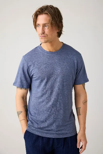 KnowledgeCotton Apparel KnowledgeCotton Apparel Herren vegan T-Shirt Leinen Vintage Indigo