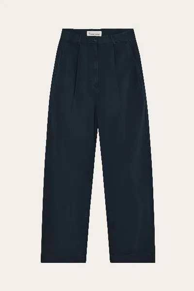 KnowledgeCotton Apparel KnowledgeCotton Apparel Damen vegan Hose Popeline Falte Total Eclipse
