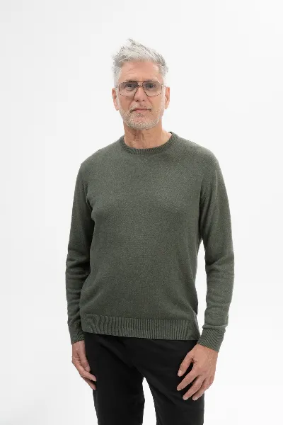 MELA MELA Herren vegan Feinstrick Pullover Himal Grün Melange