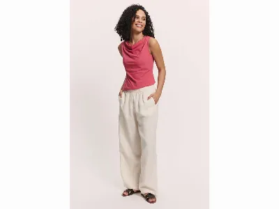 tranquillo tranquillo Damen-Hose Rooxy aus Leinen mit Seitentaschen, white,