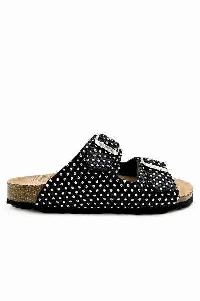 thies thies Damen vegan Sandalen Rec Sparkle Schwarz Strass
