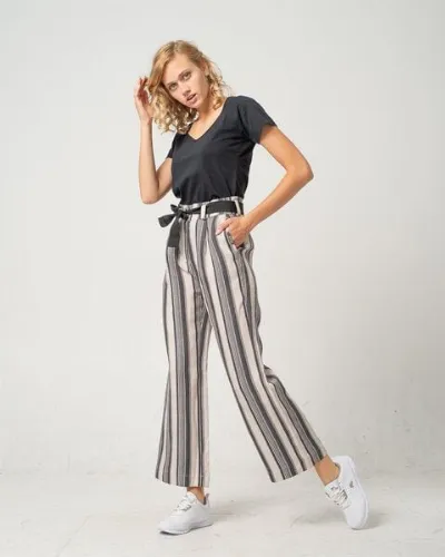 Alma & Lovis Alma & Lovis Streifen-Culotte aus Leinen und Tencel 'Shadow Culotte'