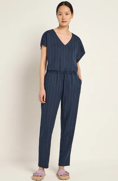 LANIUS Lanius Damen vegan Jumpsuit Kreidestreifen Marineblau