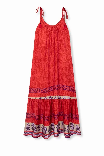 el.résidu el.résidu Damen vegan Kleid Myra Rot/ Dunkelblau