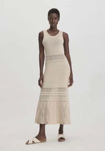 hessnatur hessnatur Ajour Strick Kleid Midi Fitted aus reiner Bio-Baumwolle