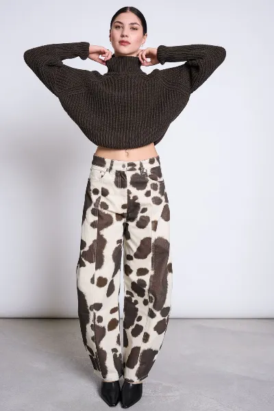 JAN 'N JUNE Hose Faya Cow Print Braun