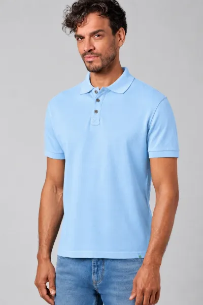 HempAge Hempage Herren vegan Polohemd Aus Piqué Jersey Gletscher