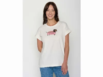 GreenBomb GREENBOMB Bio-Damen-T-Shirt Hot Dog mit abgesetzten Ärmeln, moonstone,