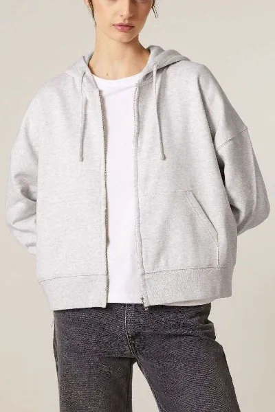UNIPOLAR UNIPOLAR Damen vegan Zip Hoodie Idai Cool Heather Grey