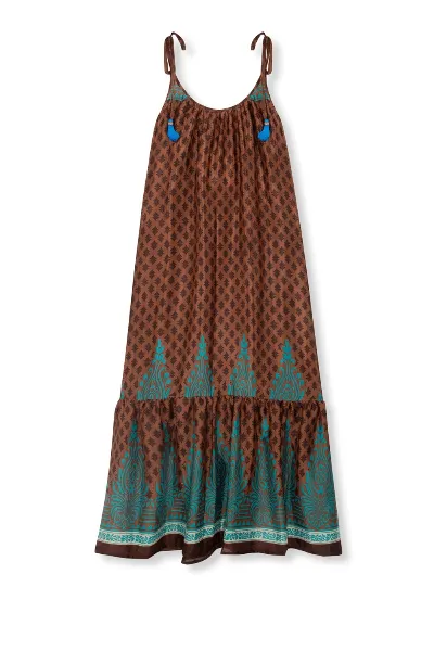 el.résidu el.résidu Damen vegan Kleid Myra Braun/Teal