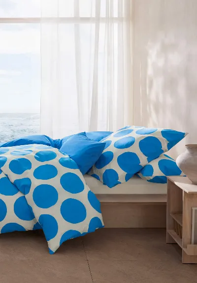hessnatur hessnatur Renforcé Bettwäsche Set BOLLO aus Bio-Baumwolle - blau - Größe 155x220 / 80x80 cm