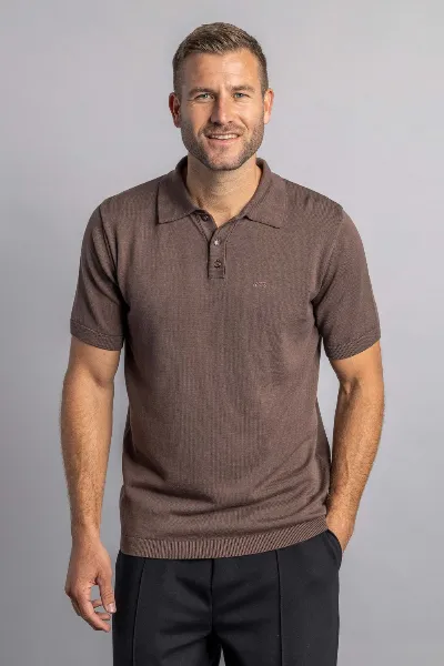 DIRTS DIRTS Herren vegan Strick-Poloshirt Kastanien