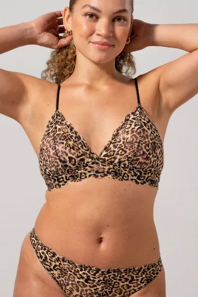 Understatement Understatement Damen vegan Lace Triangle Bralette Leopard