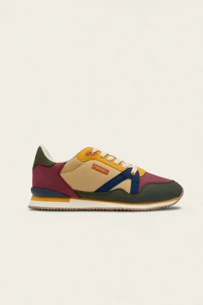 Odaje Odaje Herren vegan Sneaker Andre Khaki/Burgund/Senf