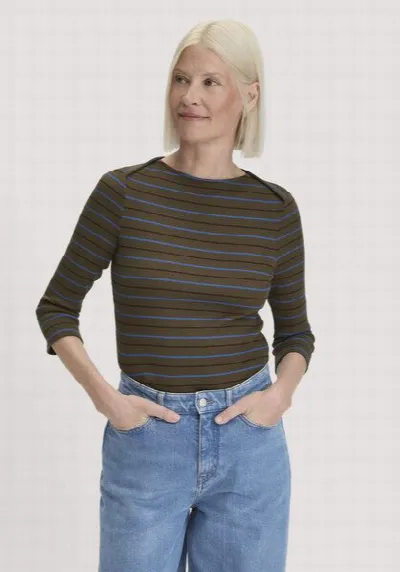 hessnatur hessnatur Slubrib Streifen Longsleeve Slim aus Bio-Baumwolle