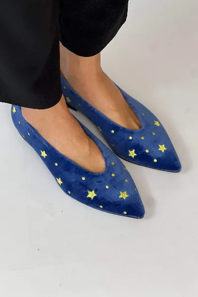 Momoc Momoc Damen vegan Ballerinas Starry Sky Blue