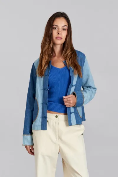 KOMODO KOMODO Damen vegan Jacke Nelly Blau Patchwork