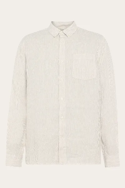 KnowledgeCotton Apparel KnowledgeCotton Apparel Herren vegan Shirt Stripe Light Feather Gray