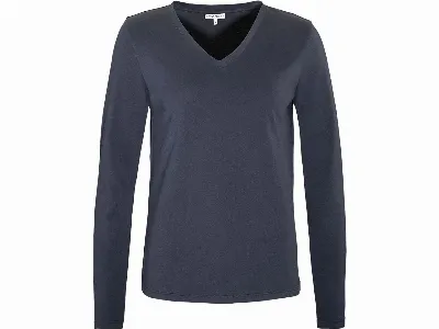 Living Crafts Living Crafts Bio-Damen-Langarmshirt 'TARANA' mit V-Ausschnitt, ink blue,