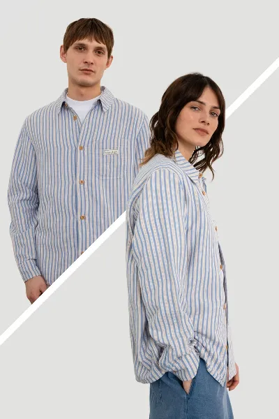Rotholz Hemd Casual Multi Striped Blau
