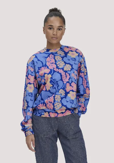 hessnatur hessnatur Damen Print Sweatshirt Oversize LIV LEE aus Bio-Baumwolle - blau