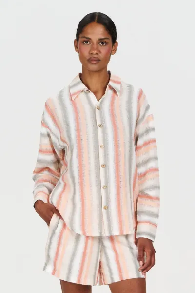 KOMODO KOMODO Damen vegan Hemd Sunset Stripe Multicolour