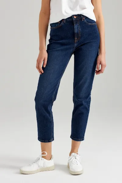 EUR79.90 ThokkThokk Damen vegan Mom Cropped Jeans Indigoblau