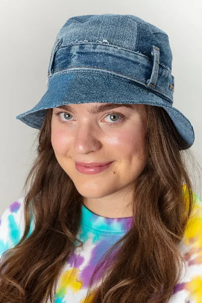 MAHLA MAHLA Damen vegan Eimer Hut Upcycled Denim Nova Hellblau Denim Mix