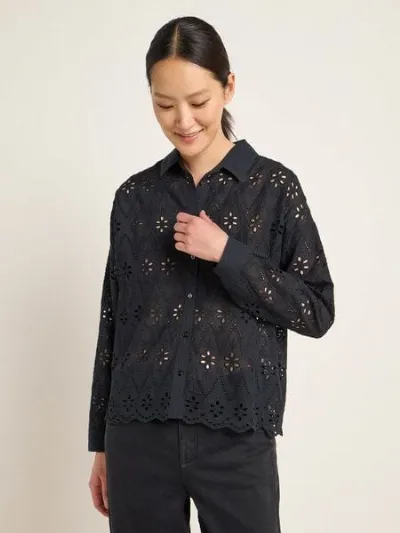 LANIUS LANIUS Spitzen-Hemdbluse aus Bio-Baumwolle