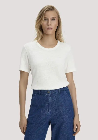 hessnatur hessnatur Damen T-Shirt Relaxed aus Leinen und Bio-Baumwolle - weiß