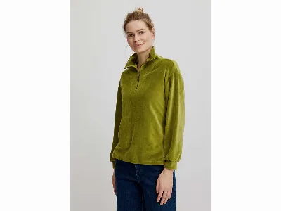 tranquillo tranquillo Bio-Damen-Troyer aus Nicky Velours, golden cypress,