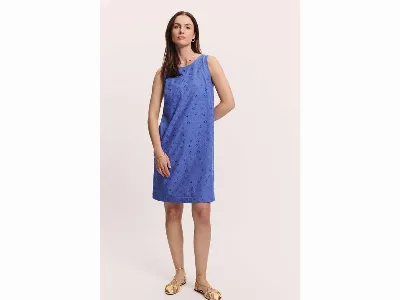 tranquillo tranquillo Bio-Damen-Minikleid Lenii mit tiefem Rückenausschnitt, baja blue,