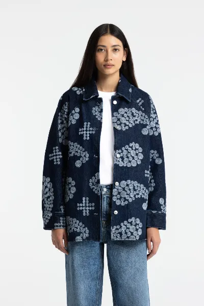 Kings Of Indigo Kings of Indigo Damen vegan Overshirt Seimei Stickerei Denim