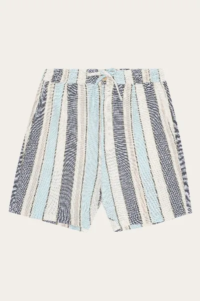 KnowledgeCotton Apparel KnowledgeCotton Apparel Herren vegan Shorts Fig Loose Gestreift Blau