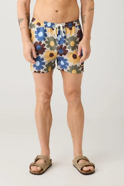KnowledgeCotton Apparel KnowledgeCotton Apparel Herren vegan Badeshorts Mid Thigh Print Multicolor Aop